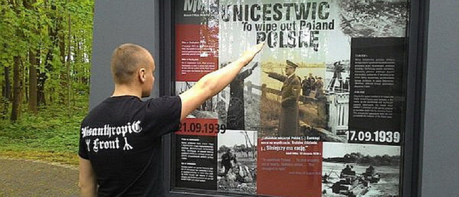 Боевик "Азова" зиговал на фоне концлагеря в Польше